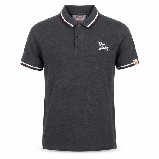 Front view of Tokyo Laundry Men's Grey Polo Shirt, size M, Cotton Blend