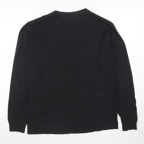 Fox Mens Black Long Sleeve Graphic T-Shirt Medium Cotton