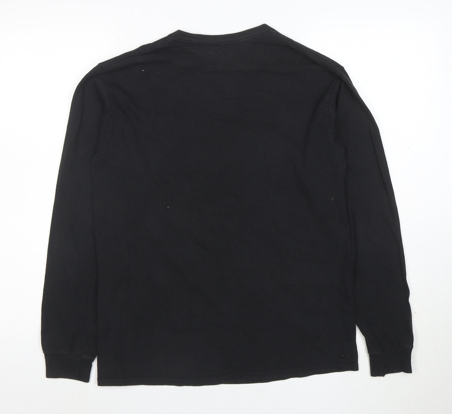Fox Mens Black Long Sleeve Graphic T-Shirt Medium Cotton