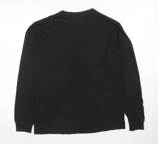 Fox Mens Black Long Sleeve Graphic T-Shirt Medium Cotton