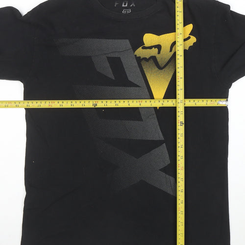 Fox Mens Black Long Sleeve Graphic T-Shirt Medium Cotton