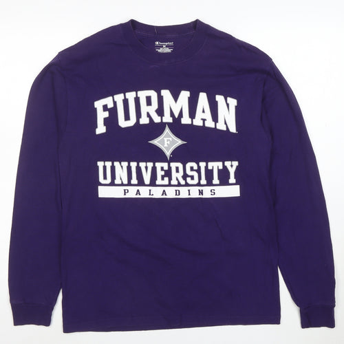 Champion Men's Purple Furman University Long Sleeve T-Shirt Size M