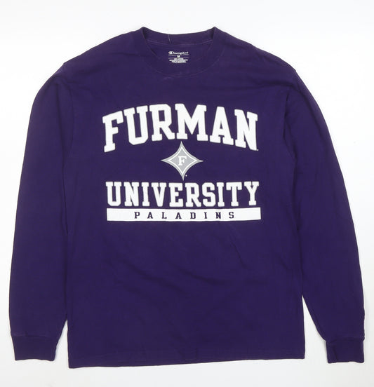 Champion Men's Purple Furman University Long Sleeve T-Shirt Size M