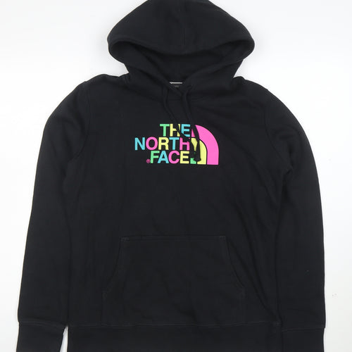The North Face Womens Black Medium Pullover Hoodie Graphic Logo Cotton Blend