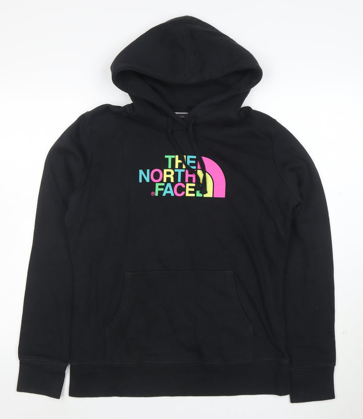 The North Face Womens Black Medium Pullover Hoodie Graphic Logo Cotton Blend