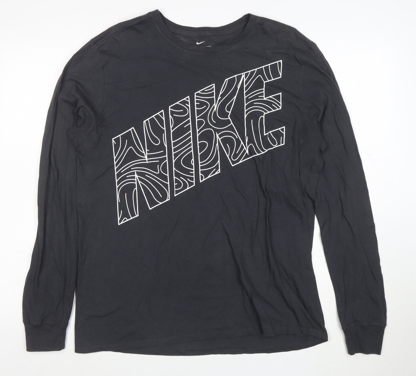 Nike Men's Black Long Sleeve Athletic Graphic T-Shirt Size L