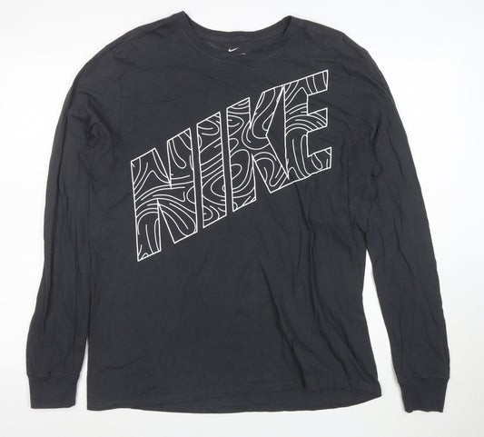Nike Men's Black Long Sleeve Athletic Graphic T-Shirt Size L