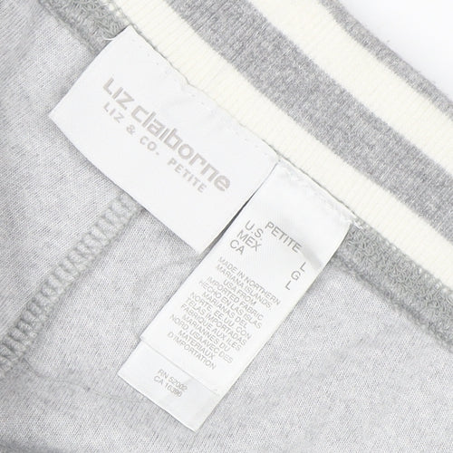 Liz Claiborne Women Petite Grey Cotton Blend Sweatpants L