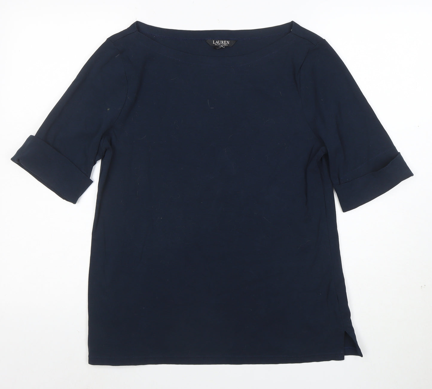Ralph Lauren Women’s Blue Boat Neck Cotton Stretch T-Shirt XL