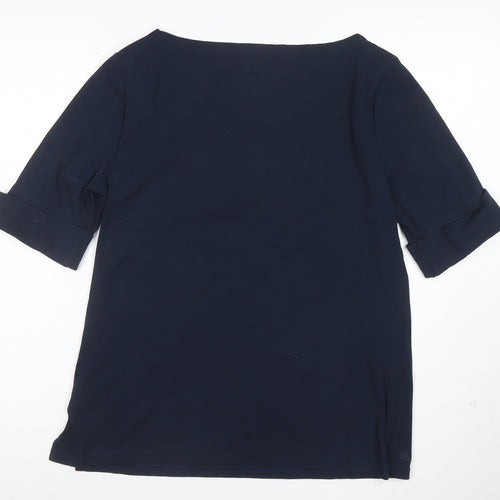 Ralph Lauren Women’s Blue Boat Neck Cotton Stretch T-Shirt XL