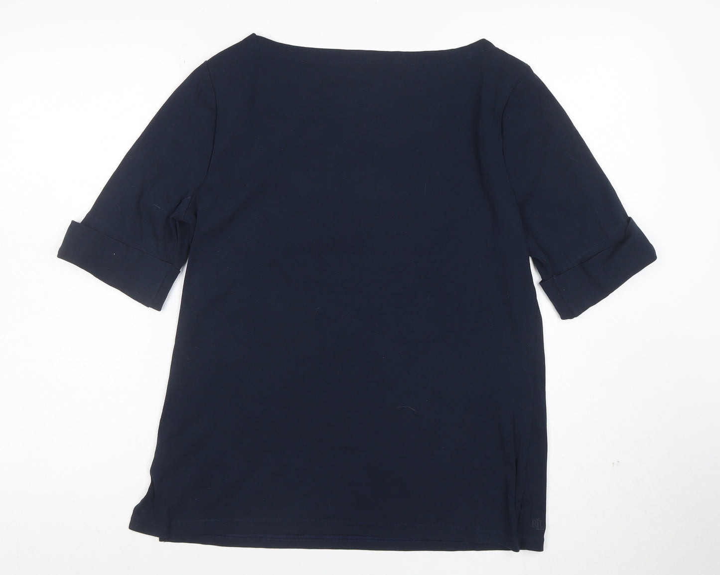 Ralph Lauren Women’s Blue Boat Neck Cotton Stretch T-Shirt XL
