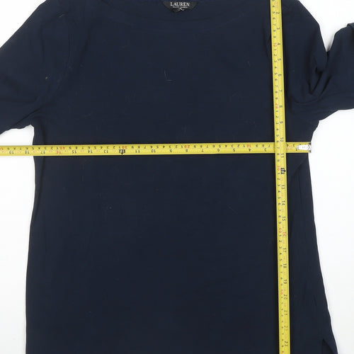 Ralph Lauren Women’s Blue Boat Neck Cotton Stretch T-Shirt XL