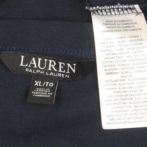 Ralph Lauren Women’s Blue Boat Neck Cotton Stretch T-Shirt XL