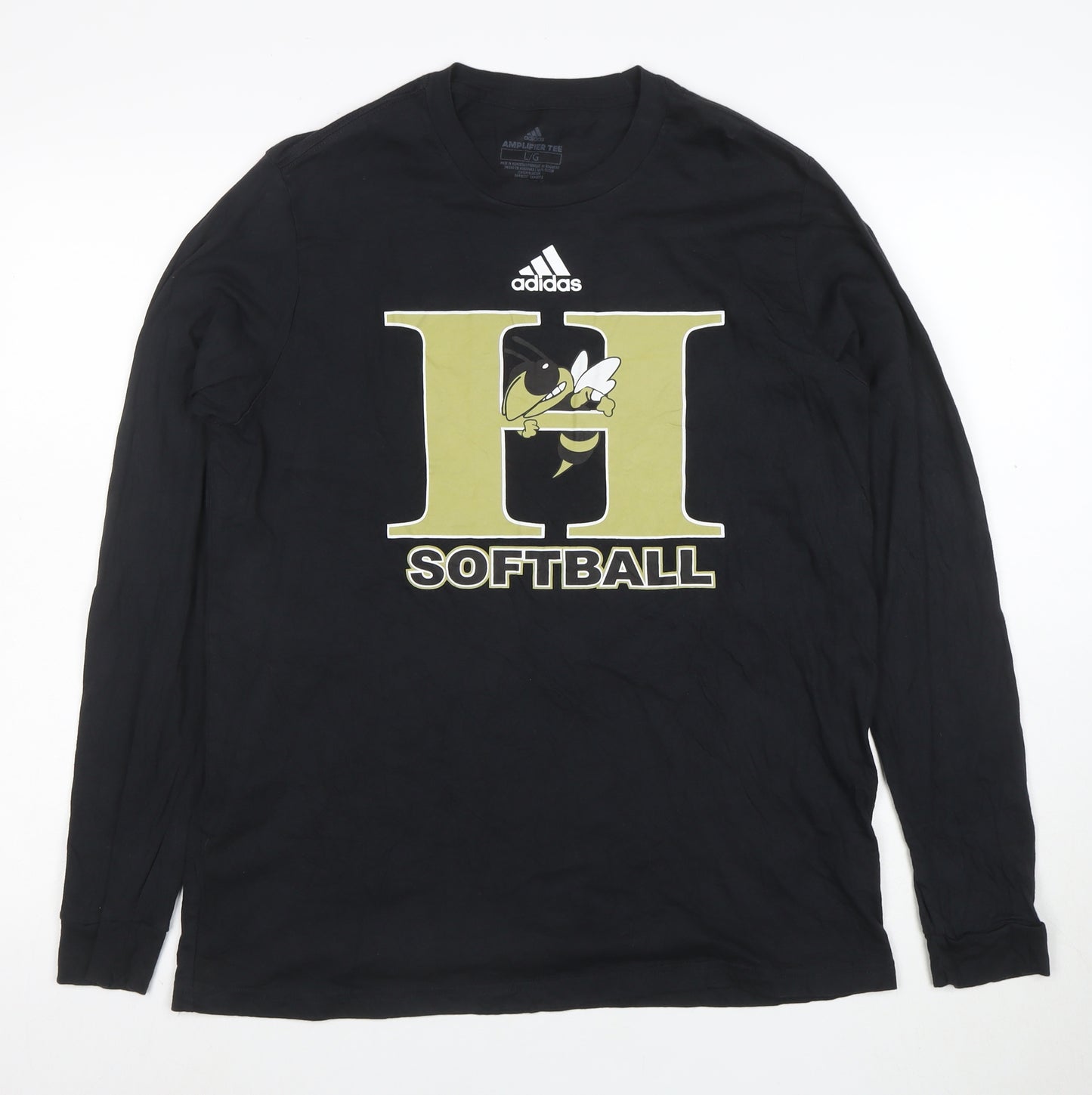 Adidas Men's Black Long Sleeve Softball Amplifier Tee L