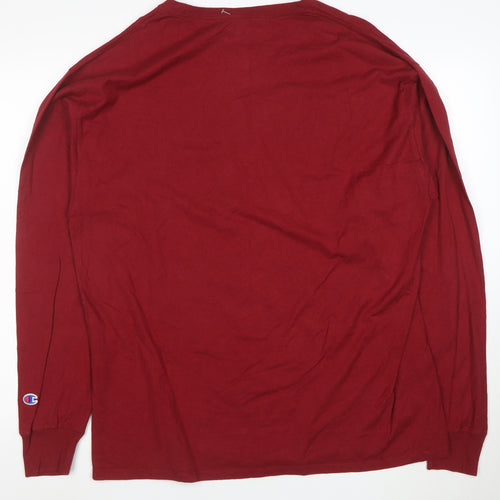Champion Men's Red XL Long Sleeve Crew Neck Graphic T-Shirt