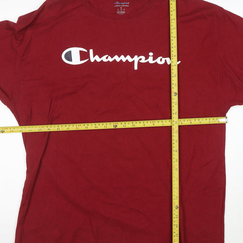 Champion Men's Red XL Long Sleeve Crew Neck Graphic T-Shirt
