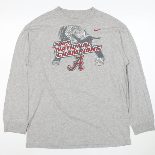 Nike Men's Grey Long Sleeve 2009 Champions Graphic T-Shirt Size L