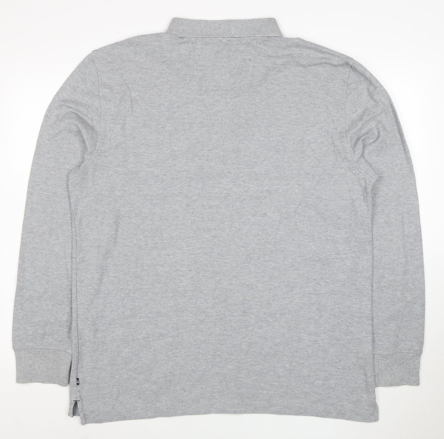Nautica Men's Grey Long Sleeve Cotton Blend Polo Shirt XL