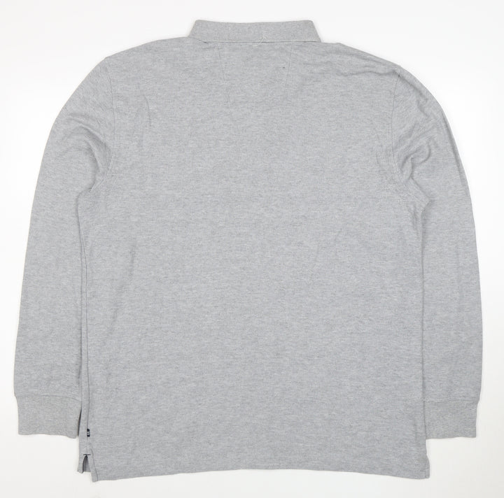 Nautica Men's Grey Long Sleeve Cotton Blend Polo Shirt XL