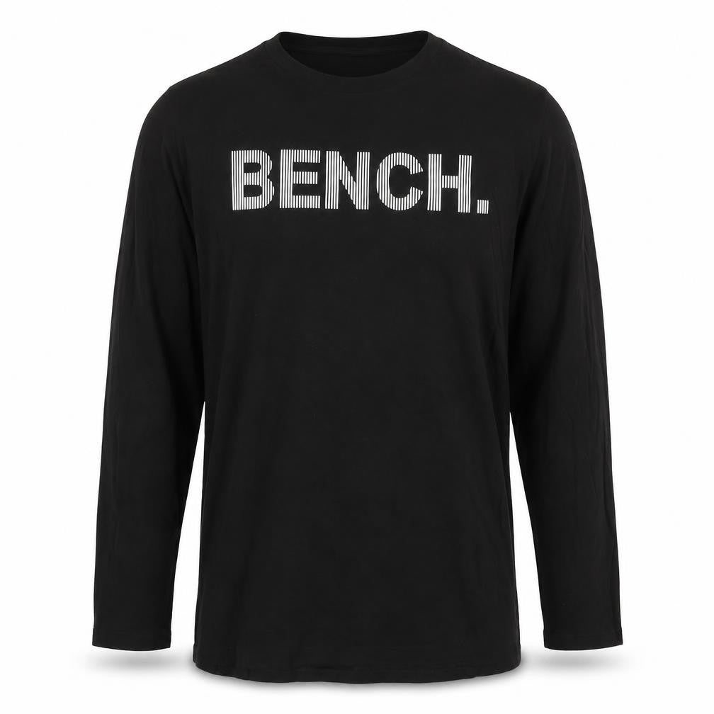 Bench Men's Black Long Sleeve Logo Crew Neck T-Shirt Size L