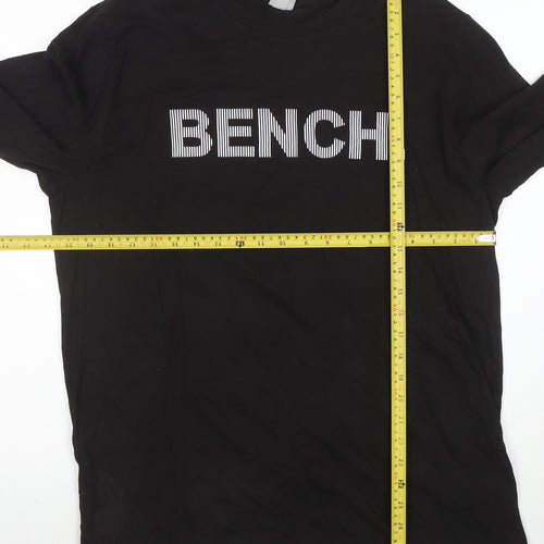 Bench Men's Black Long Sleeve Logo Crew Neck T-Shirt Size L