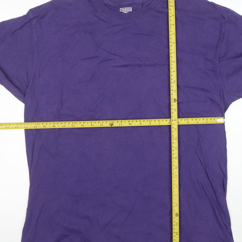 Jerzees Men's Purple Long Sleeve Cotton Crew Neck T-Shirt Size L