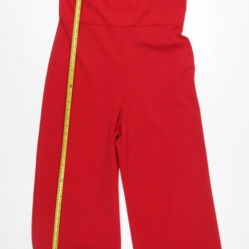 Quiz Women's Red Long Sleeve V-Neck Wide-Leg Jumpsuit Size 14