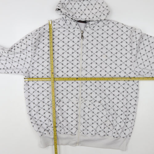 Duke London Men's Grey Full Zip Hoodie 3XL Graphic Print Cotton Blend