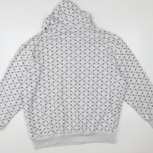 Duke London Men's Grey Full Zip Hoodie 3XL Graphic Print Cotton Blend
