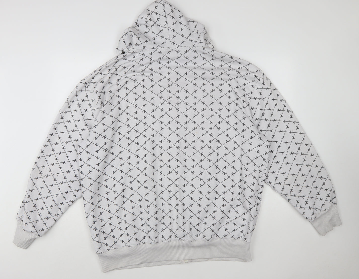 Duke London Men's Grey Full Zip Hoodie 3XL Graphic Print Cotton Blend