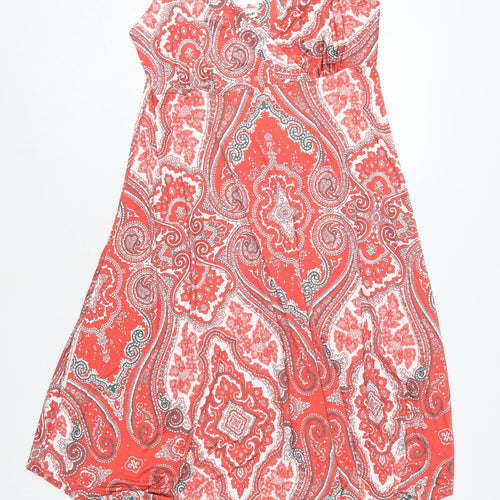 Bodyflirt Women Red Paisley Slip Dress Size M Summer Boho Stretch