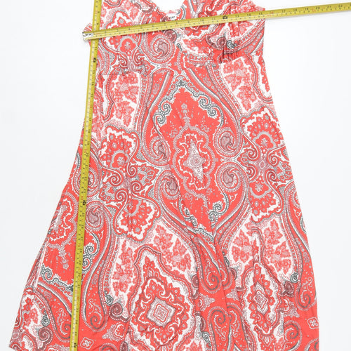 Bodyflirt Women Red Paisley Slip Dress Size M Summer Boho Stretch