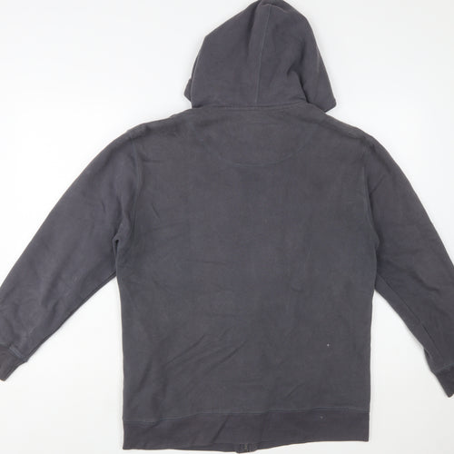 Next Men's Grey Full Zip Hoodie Medium Baseball Graphic Cotton Blend