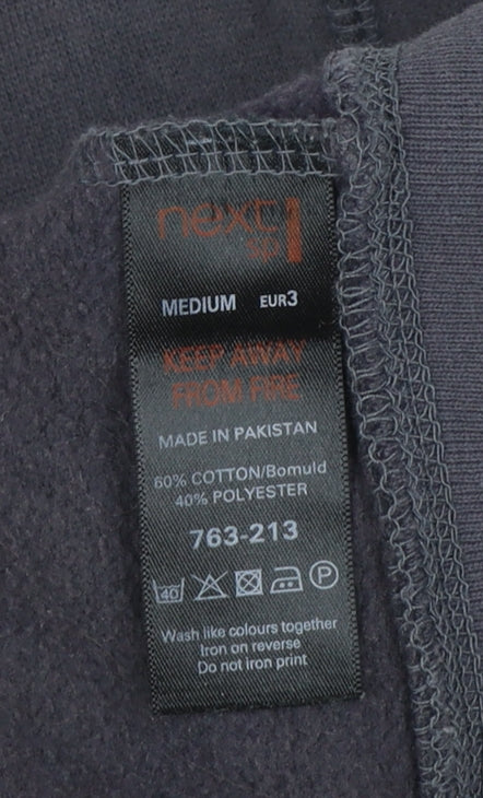 Next Men's Grey Full Zip Hoodie Medium Baseball Graphic Cotton Blend