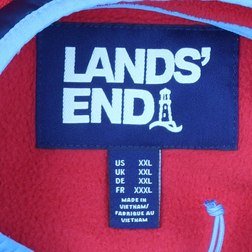 Lands' End Men's Red Fleece 1/2 Zip Pullover Sweatshirt XXL