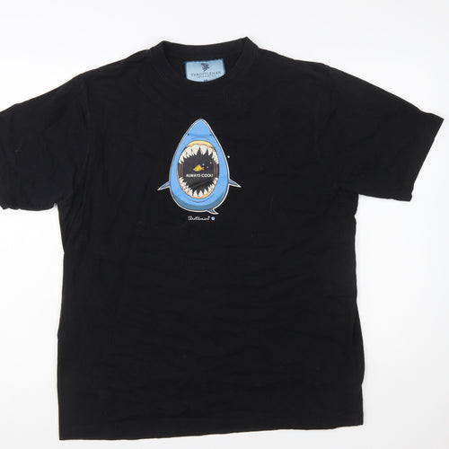 Throttleman Men's Black XXL Shark Graphic Cotton T-Shirt