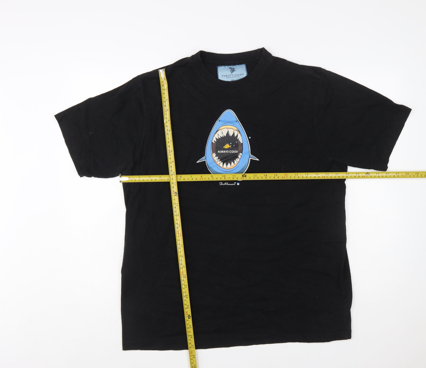 Throttleman Men's Black XXL Shark Graphic Cotton T-Shirt