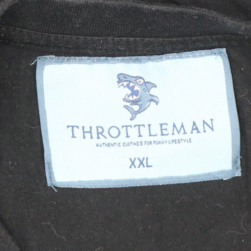 Throttleman Men's Black XXL Shark Graphic Cotton T-Shirt
