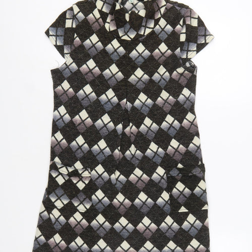 Culture Women's Black Argyle Collared Shift Dress Size 12
