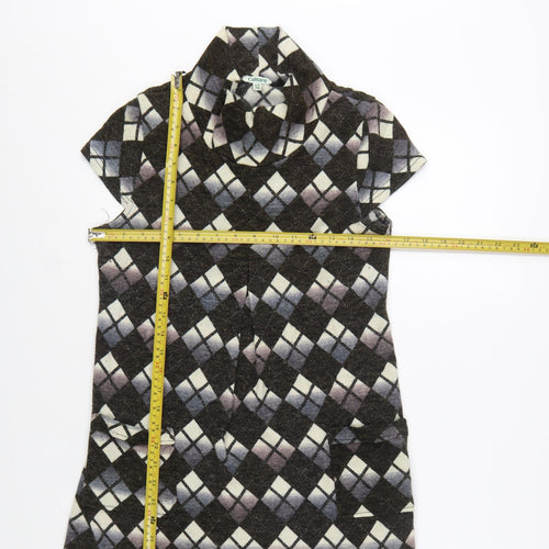 Culture Women's Black Argyle Collared Shift Dress Size 12