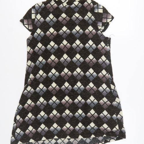 Culture Women's Black Argyle Collared Shift Dress Size 12