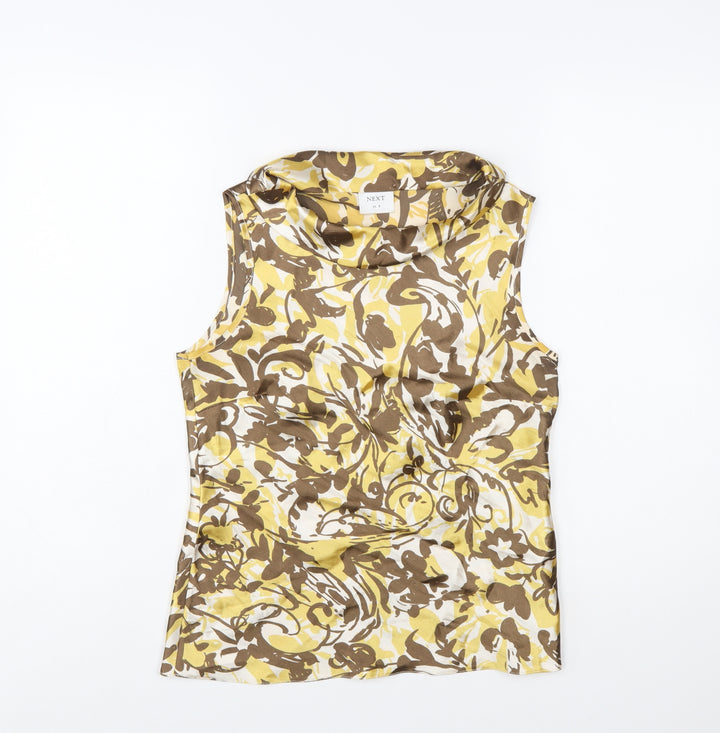 Next Women’s Yellow Floral Cowl Neck Sleeveless Blouse UK 8