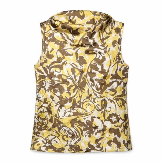 Front view of Next Women’s Yellow Floral Cowl Neck Sleeveless Blouse UK 8
