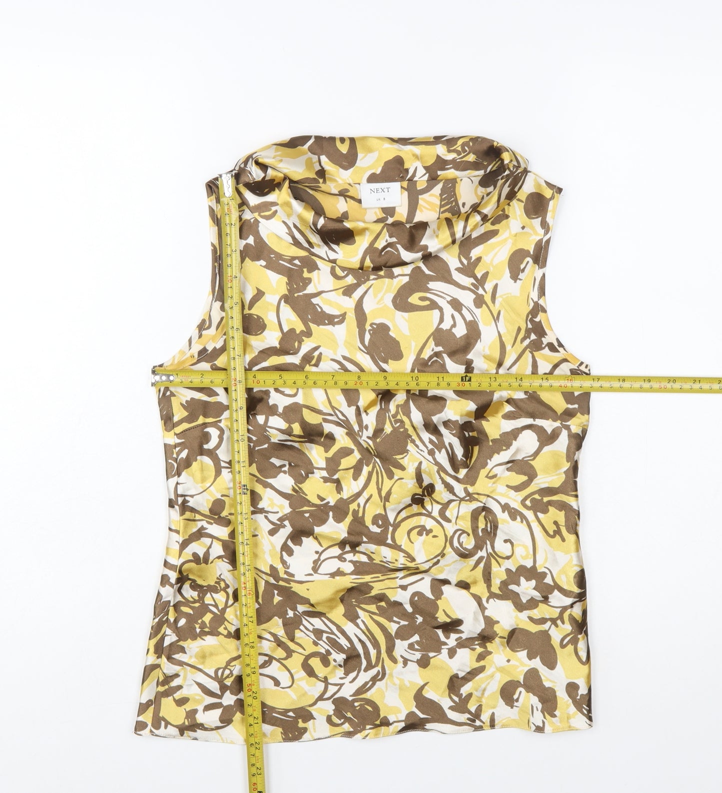 Next Women’s Yellow Floral Cowl Neck Sleeveless Blouse UK 8