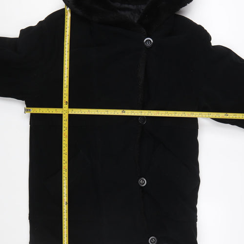 Gallery Womens Black Hooded Mid-Length Coat XS Polyester Blend