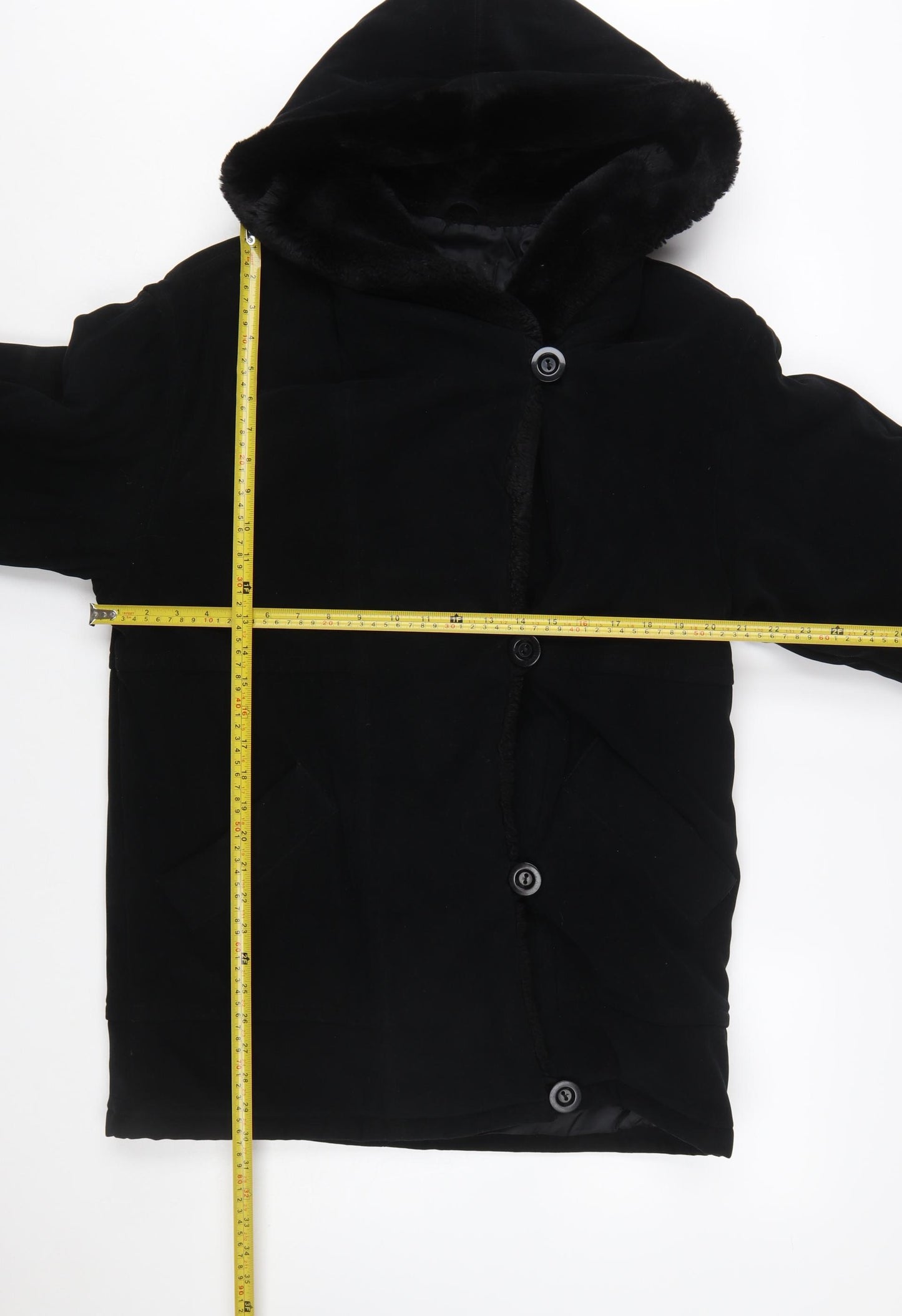 Gallery Womens Black Hooded Mid-Length Coat XS Polyester Blend