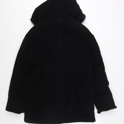 Gallery Womens Black Hooded Mid-Length Coat XS Polyester Blend