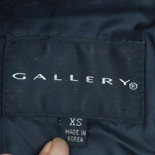 Gallery Womens Black Hooded Mid-Length Coat XS Polyester Blend