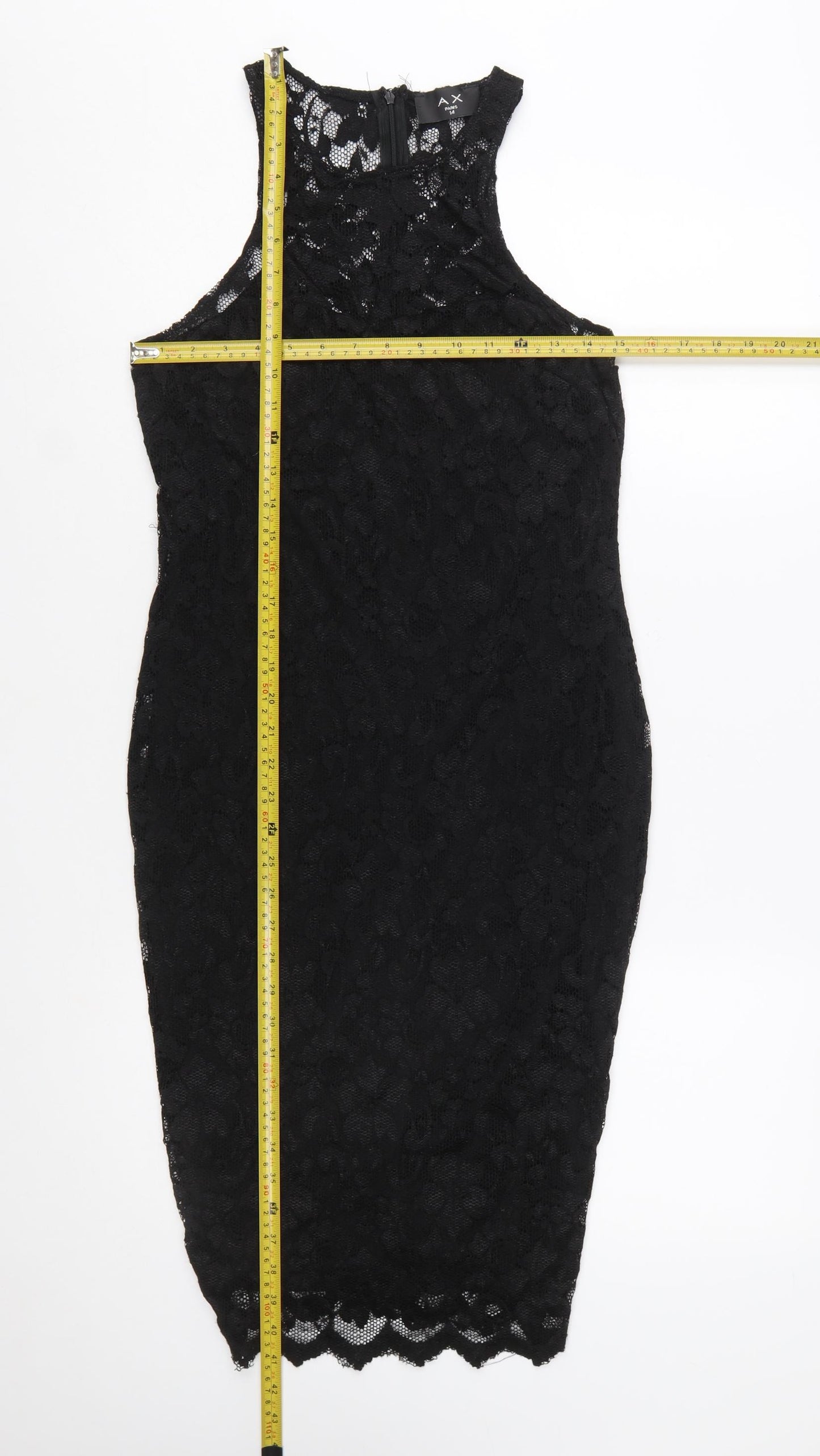 AX Paris Women's Black Lace Bodycon Knee Length Dress Size 14