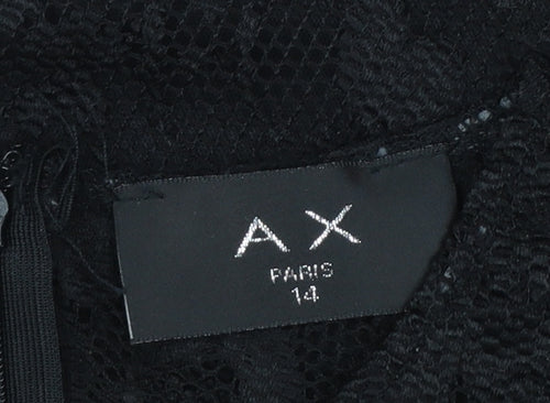 AX Paris Women's Black Lace Bodycon Knee Length Dress Size 14